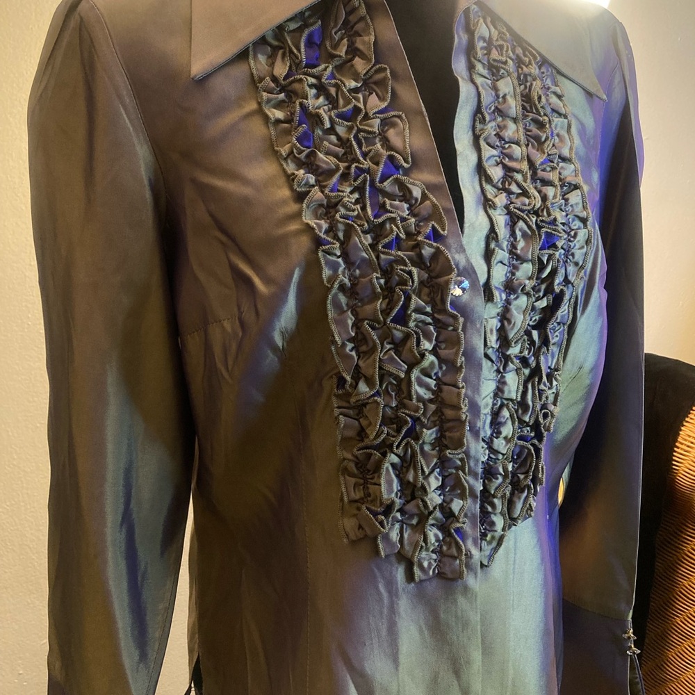 Beautiful satin blouse olive green